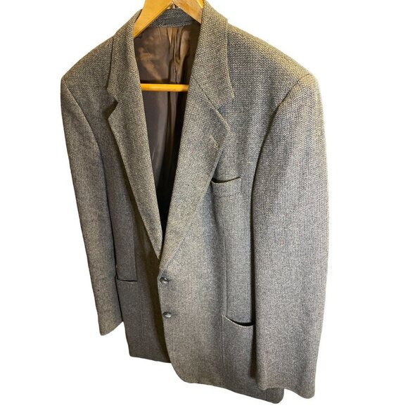 Vintage Giorgio Brown Wool Tweed Men’s Blazer Jacket Sz 42L - Picture 4 of 12